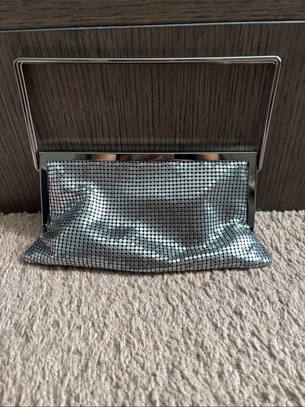 Zara Silver Mesh Handheld Clutch